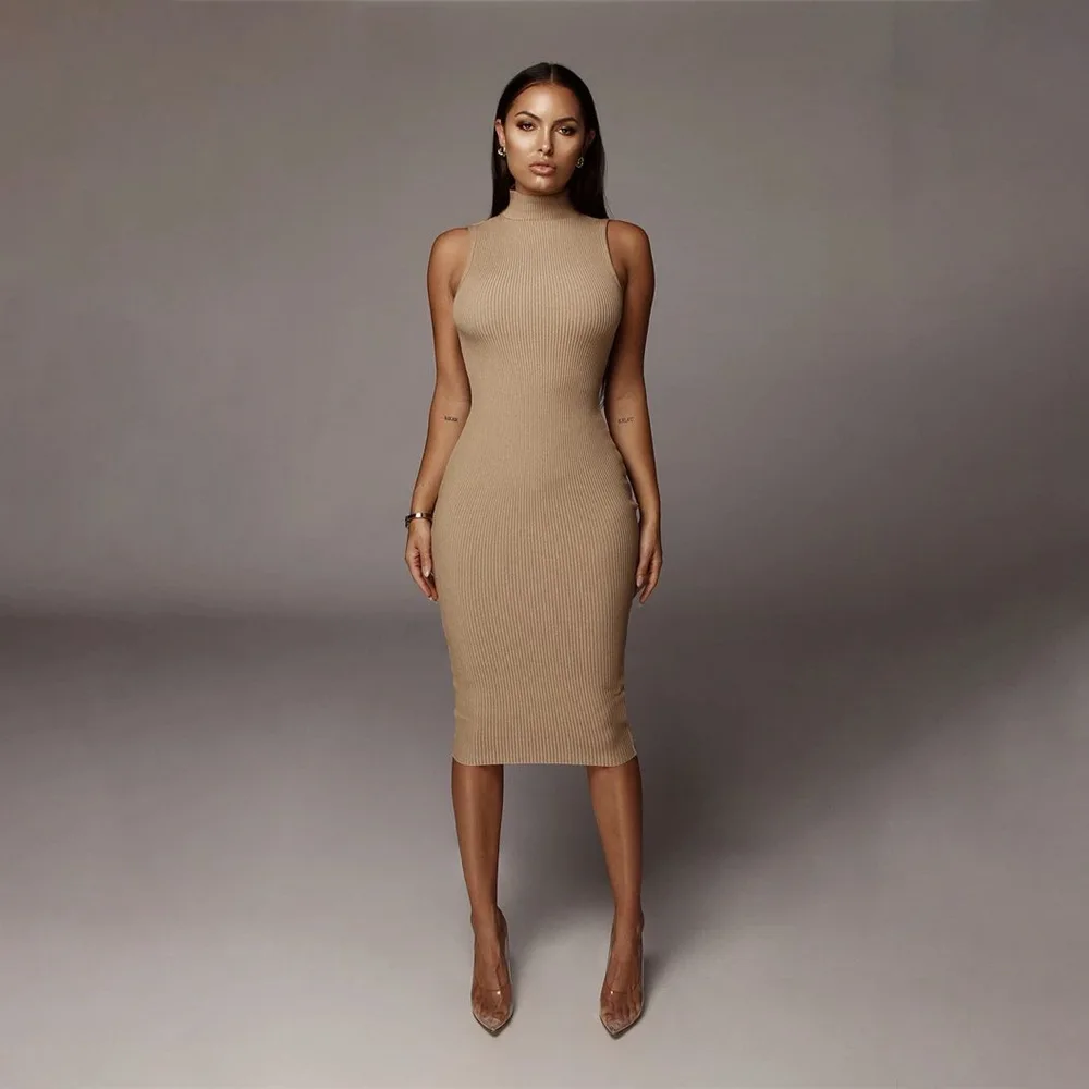 

Women Short knitting Dress 2018 Spring Sexy Slim Bodycon Dresses Elastic Skinny Autumn Halter Brief Vestidos SDE