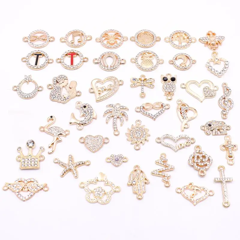 All10pcsJewelryAccessoriesAnimalPlantRhinestoneConnectorsCharmsforJewelryMakingDIY
