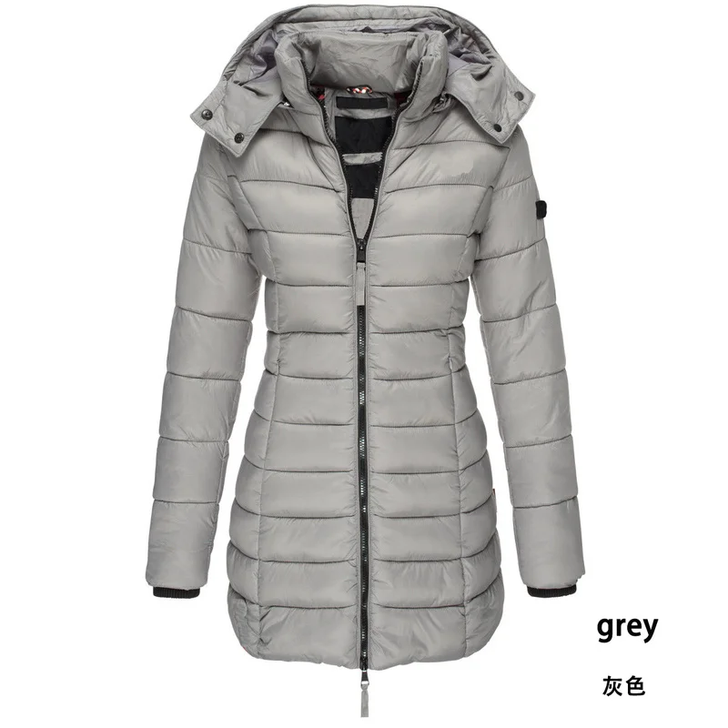 Zogaa Women Long Parkas Winter Warm Hooded Coat Solid Color Slim Cotton Padded Jacket Female Long Parka Women Wadded Feminina