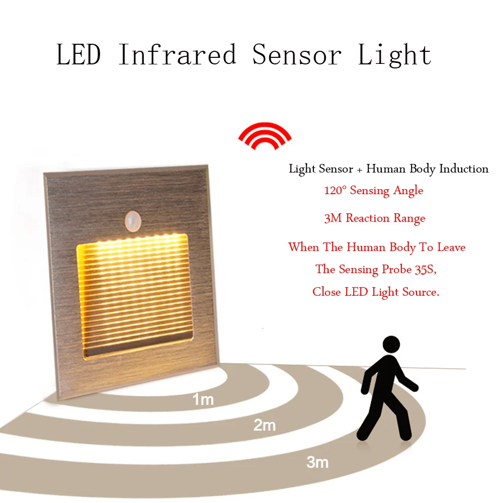 3 цвета ретро ночной Светильник фойе детектор движения+ датчик светодиодный лестничный светильник светодиодный встраиваемый лестница настенный светильник кухонный светильник для ног