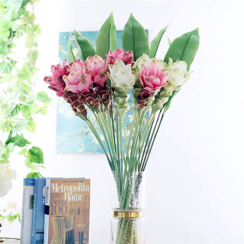 66 см имбирный Лотос, искусственные цветы для дома, отеля, гостиной, украшения для свадьбы, шелк+ пластик, Флорес, искусственное украшение