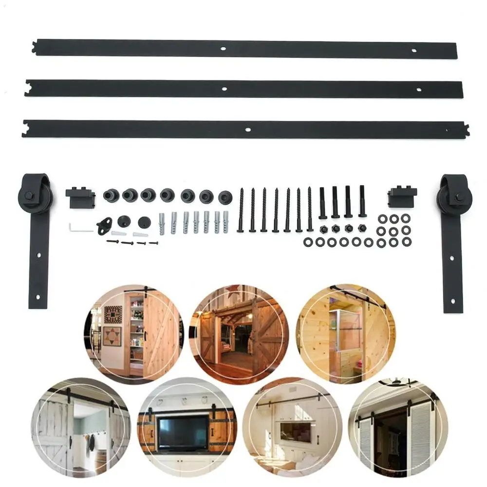 

Newest Space-Saving 10 FT Wooden Door Sliding Track Barn Door Roller Home Sliding Track Kit Universal Building Supplies