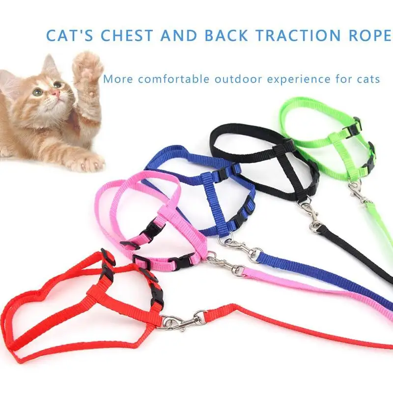 Nylon Cat Harness And Leash Set Pet Products For Animals Adjustable Dog Traction Harness Belt Cat Kitten Halter Cat Collar Nylon Cat Harness And Leash Set Pet Products For Animals Adjustable Dog Traction Harness Belt Cat Kitten Halter Cat Collar