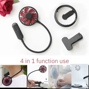 

Portable Mini Clip Air Fan Handheld Hanging Neck Flexible Desktop Bendable USB Rechargeable Desk Fan for Car Travel Camping