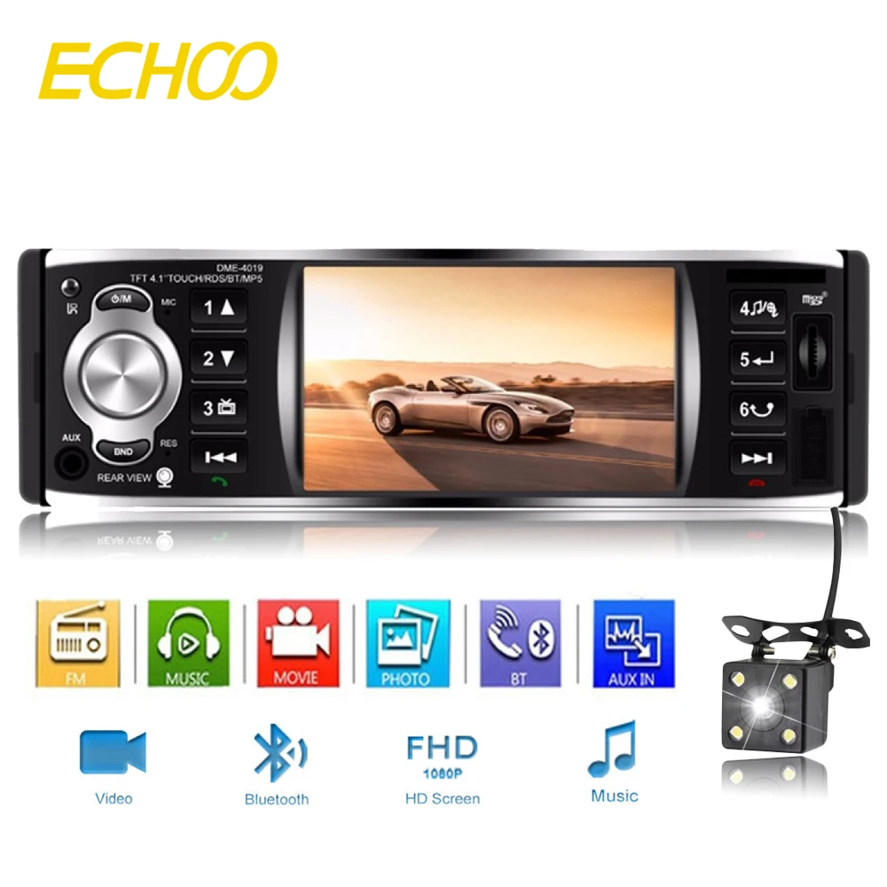 

1Din 4.1 Inch Car Radio Contact Screen Automatic Audio Stereo Fm Bluetooth 2.0 Mp5 Player Camera Dme-4019