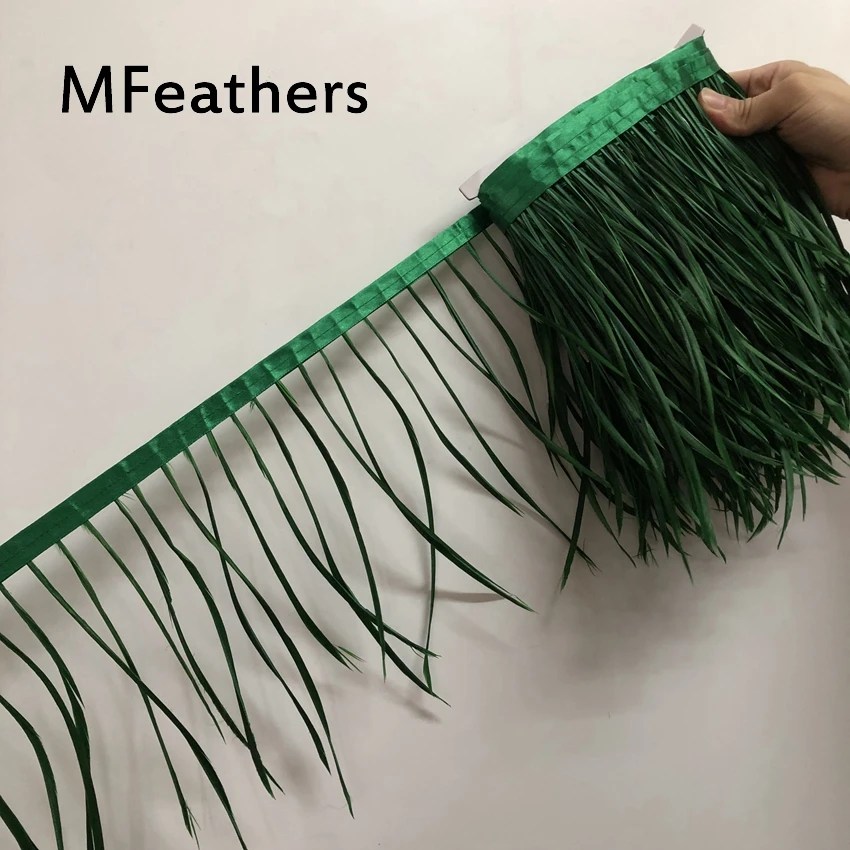 

Pack For 5 Meters Emerald Green Goose feather Trims 15-20cm 6-8inches In Width Goose Biots Feathers Strips Fringes For Carnivals