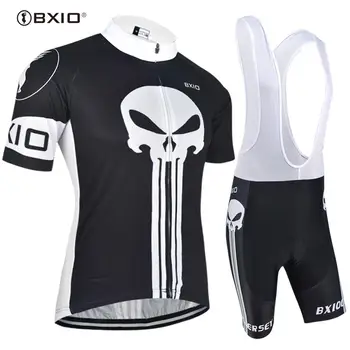 

BXIO Cycling Jersey 2020 Black Biker Outfit Sets with Skull Bike Racing Clothing Short Sleeve Cycling Uniformes Ciclismo 024