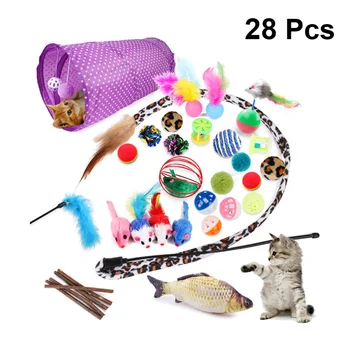 

1 Set of Assorted Cat Toys Kitten Teasing Toy Feather Toy Set Hunting Toys for Park Store Shop Home