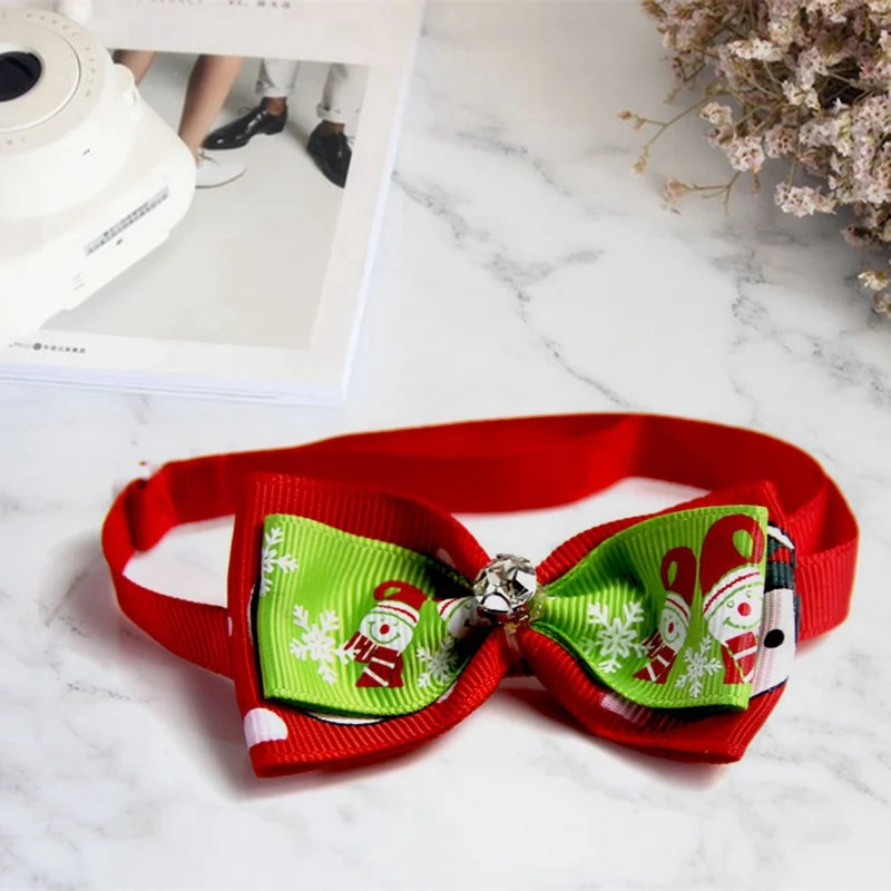 Christmas Holiday 2020 Pet Cat Dog Collar Bow Tie Adjustable Neck Strap Cat Dog Grooming Accessories