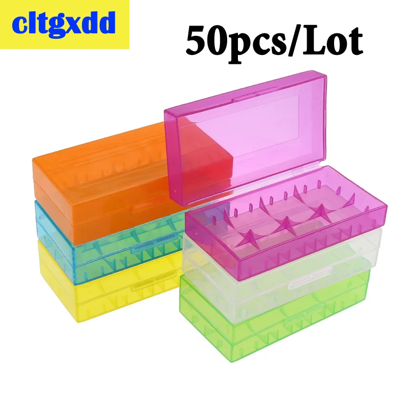 

50pcs/Lot 18650 Battery Case Plastic Transparent Hard 2 slots Battery box Case Holder Storage Box
