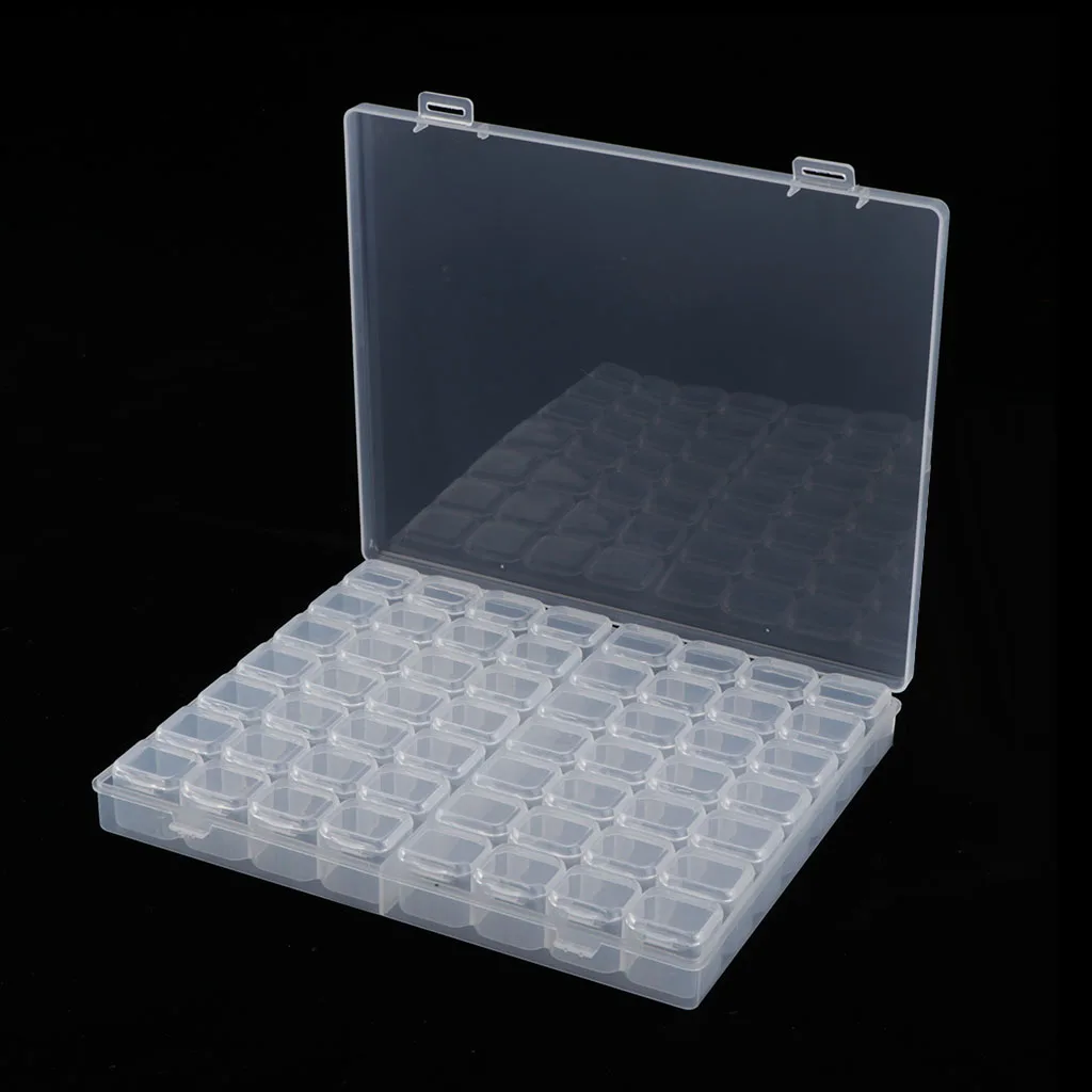 Plastic Cute Clear Storage Box with 56 Grids Jewelry Nail Art Pill Beads Mini Case Jewelry Display