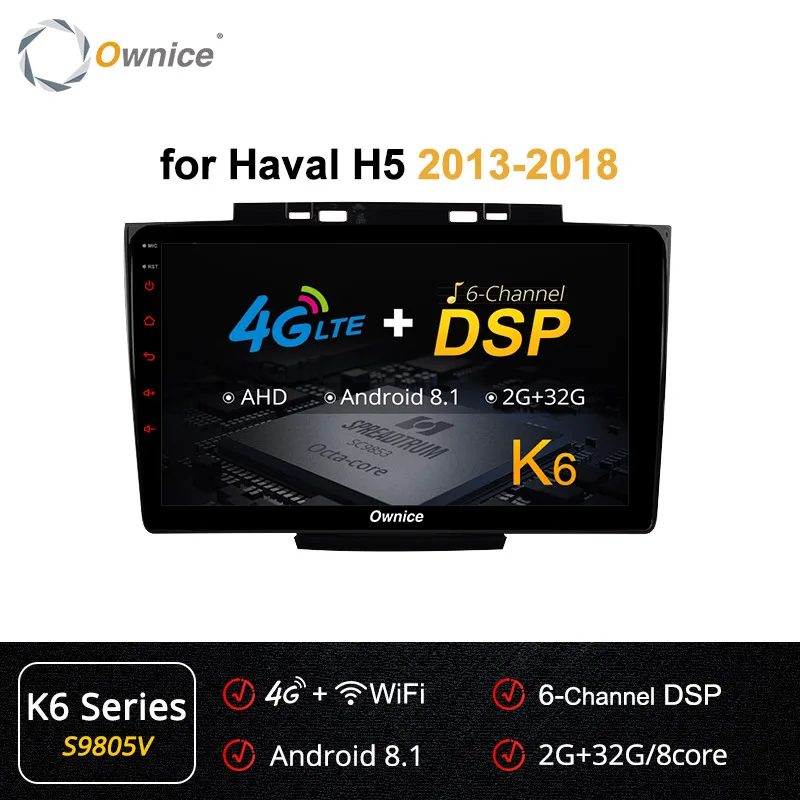 Ownice K3 K5 K6 Android 8,1 автомобильный dvd-плеер gps для Great wall Haval Hover H5 H3 2013- аудио Автомагнитола 360 панорама DSP 4G - Цвет: S9805 K6 Series