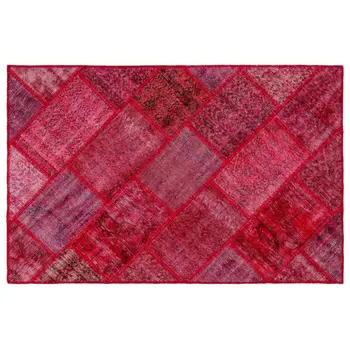 

Handmade Red Vintage Overdyed Patchwork Area Rug 120x184 Cm-3'11''X6'0''