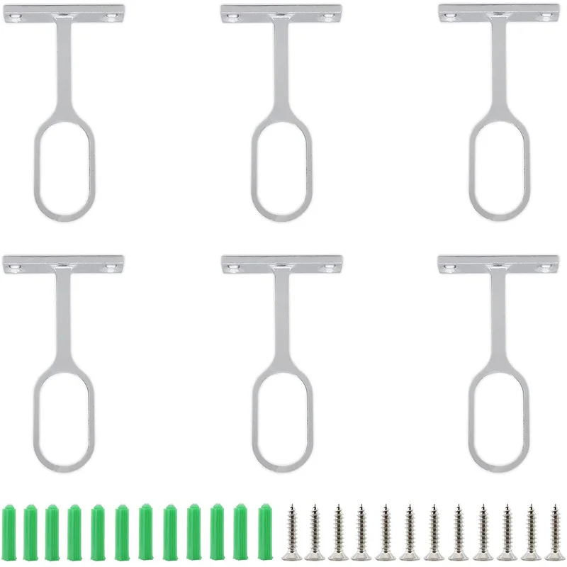 

6 PCS Round Closet Rod,Heavy Duty Zinc Alloy Middle Mounting Bracket,Ceiling Mount Curtain Rod Bracket,Shower Curtain Rod Socket