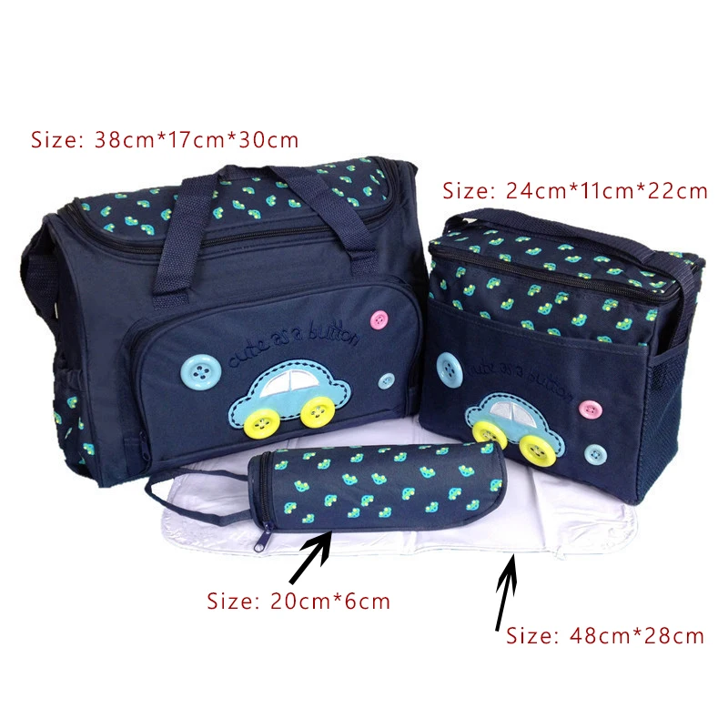 Многофункциональная сумка для детских пеленок, памперсов сумка Детская сумка для кормления коляска модная сумка на молнии для беременных сумка на одно плечо для мамы - Цвет: Dark Blue set 2