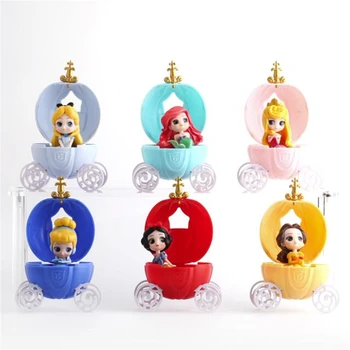 

Disney Cartoon PVC Figure Model Dolls Capsule Princess Carriage Birthday Themed Cake Decoration Dessert Decor Kids Gashapon Toys