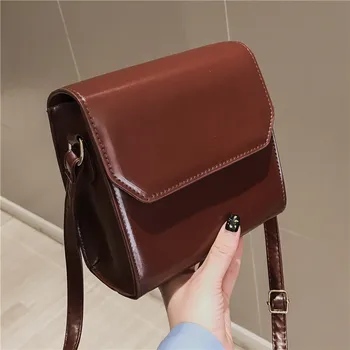 

Square Sling Bag WOMEN'S Messenger Bag 2020 New Style Fashion Simple Solid Color One-Shoulder Pu Bag