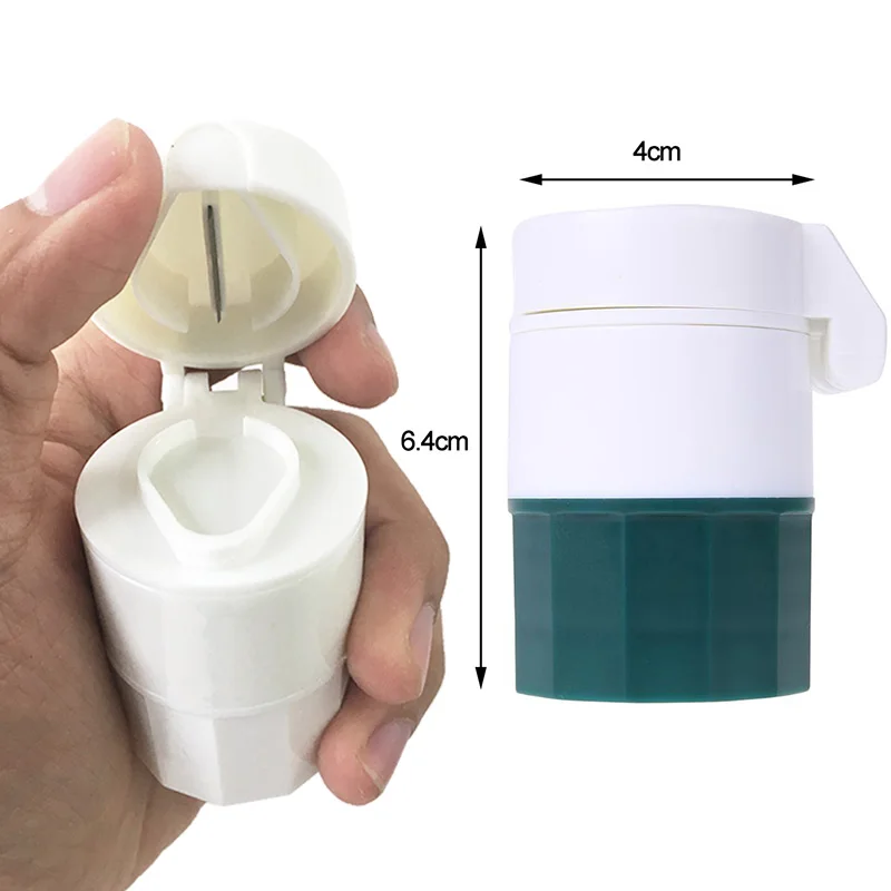 

4 in 1 Portable 4 Layer Powder Tablet Grinder Powder Pill Cutter Medicine Splitter Box Storage Crusher