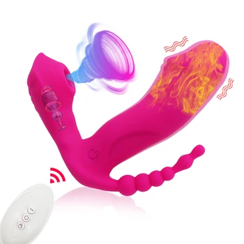 3 IN 1 Sucking Vibrator Sucker Anal Vagina Clitoris Stimulator 7 Modes Vibrating Wearable Oral Suction Erotic Sex Toys for Women 1