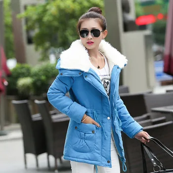 

Fashion Winter Jacket Women Slim loose Outwear Medium-Long Wadded Jacket Thick Cotton Jacket Warm Fleece Parkas S-2XL