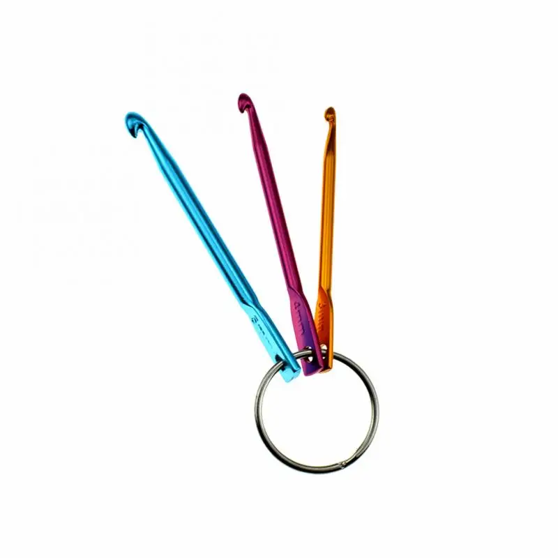 3 in 1 Keychain Hooks DIY Multicolour Crafts Knitting Needles Mini Aluminum Crochet Hook Needles Set Home Supplies