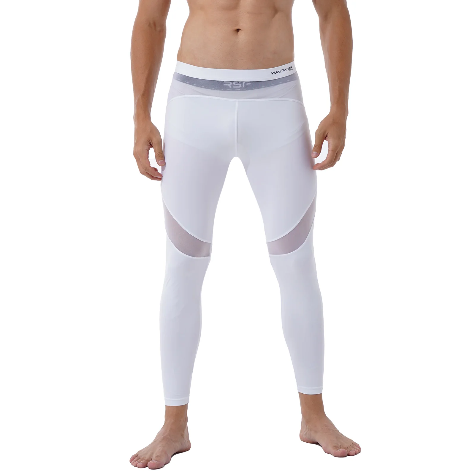 Men's Yoga Pants Sheer Mesh Patchwork Workout Men's Yoga Skinny