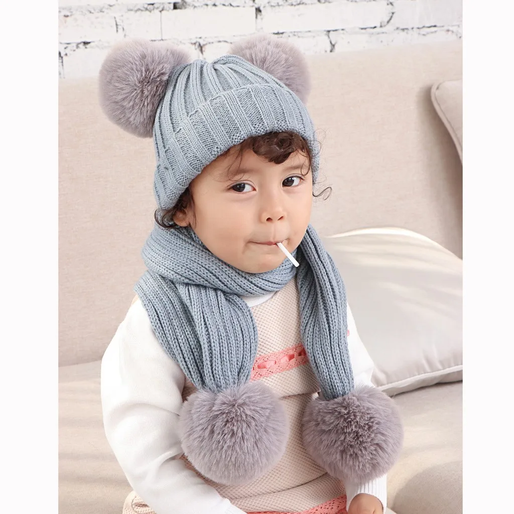Шапка с помпоном для малышей; однотонные зимние шапочки; теплая вязаная шапка; шапка с помпоном; шапка; шарф; шапка; костюм; gorro invierno mujer