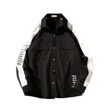 

FAVOCENT 2019 Autumn New Mens Shirts Black Fashion Cotton Polyester Japanese Casual Men Shirt Loose Male Hip Hop Clothing M-5XL