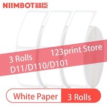 Papier auto adhésif NiiMBOT D11 D110 D101, 3 rouleaux de papier blanc, impression Machine, étiquette de marchandise, autocollant de prix thermique 