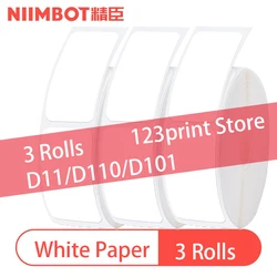 Papier auto adhésif NiiMBOT D11 D110 D101, 3 rouleaux de papier blanc, impression Machine, étiquette de marchandise, autocollant de prix thermique 