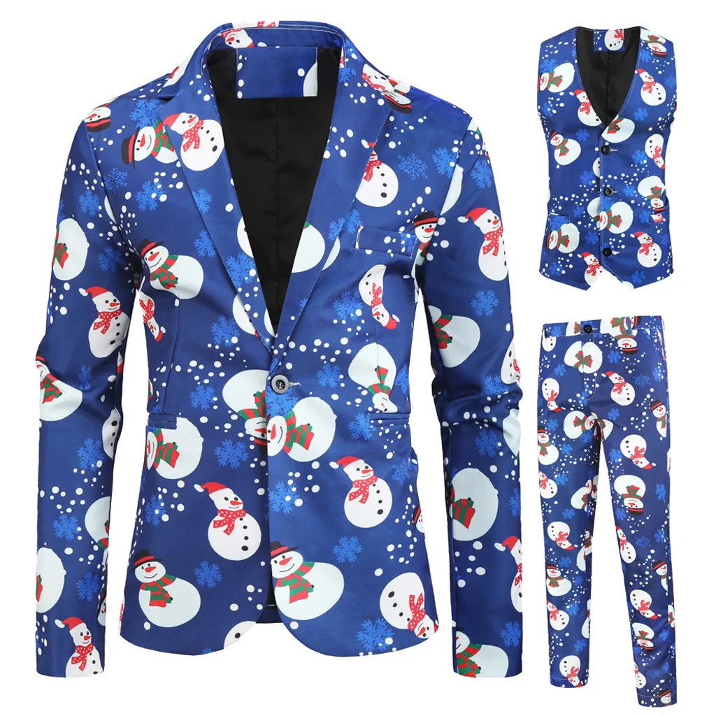 Blue JAYCOSIN, Мужская одежда,, зимний Блейзер, Рождественский костюм, костюмы из трех предметов, мужской повседневный костюм, Homme куртка+ брюки+ жилет, 1119 - Цвет: Blue
