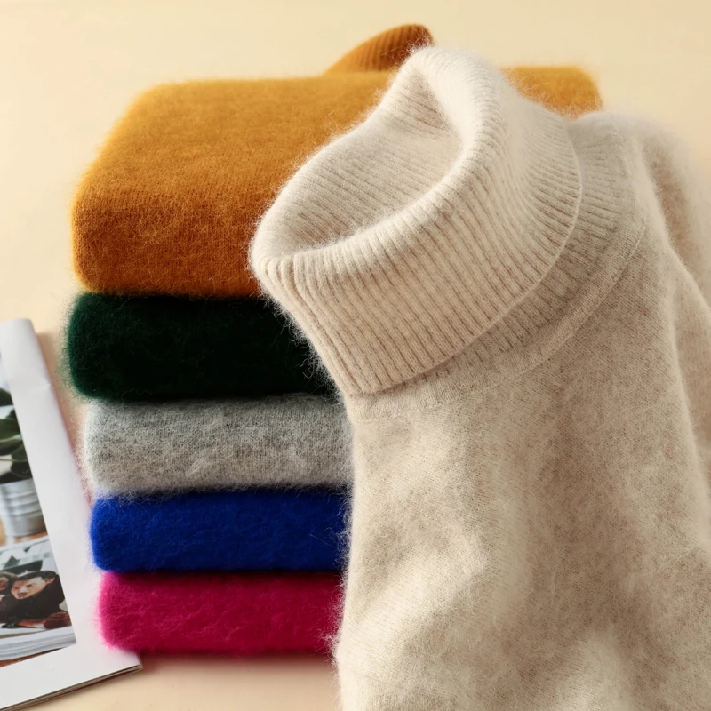 Best Price The New Sweaters and pullovers turtleneck soft fur mink cashmere super warm for women Autumn Winter Jumper woman brand Jumper
