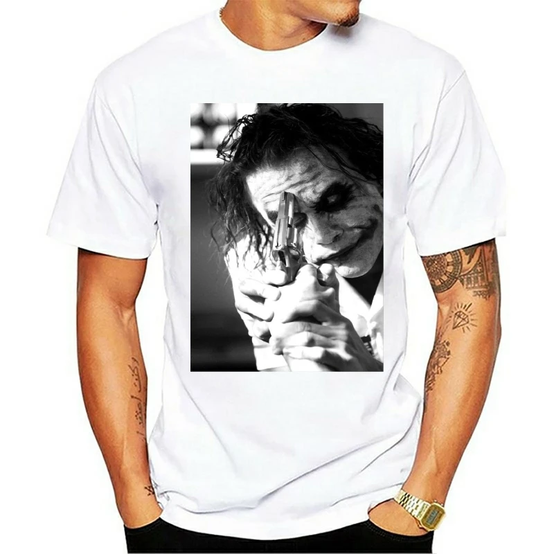 Joker Heath Ledger Gun T Shirt Sizes From Med - 3xl Fashion Anime Tshirt Plus Size | Мужская одежда