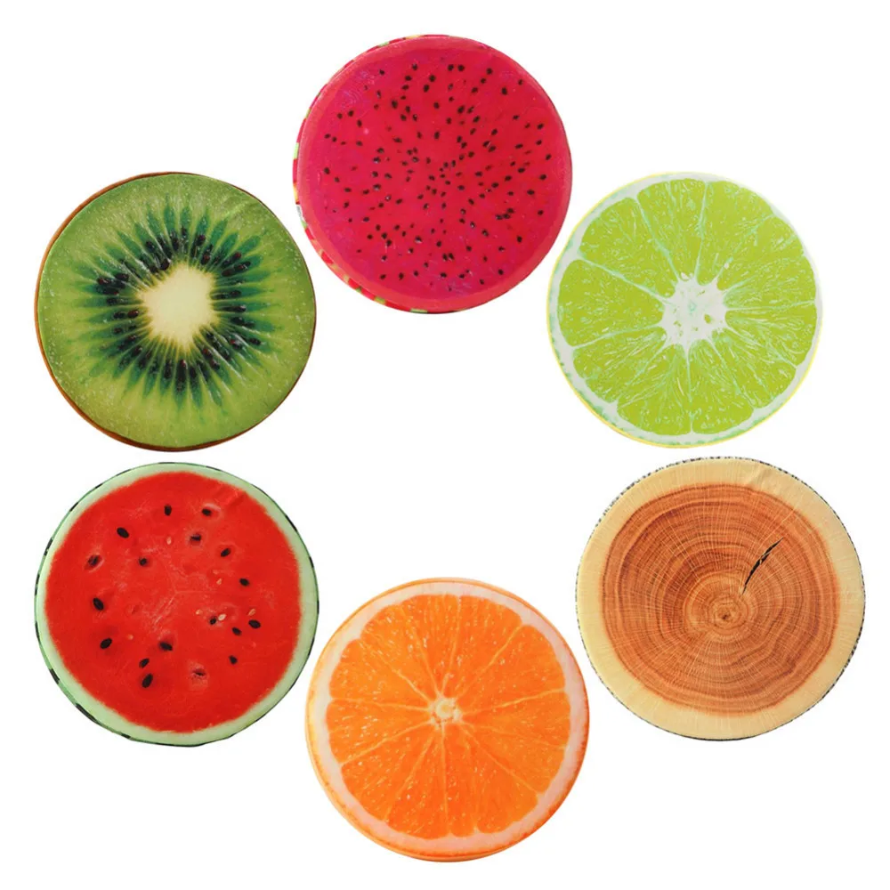 

32.5CM Diameter 3D Fruit Round Cushion Simulation Plush Fruit Pad Throw Back Pillow Chair Sofa Floor Mat for Office Home Decor