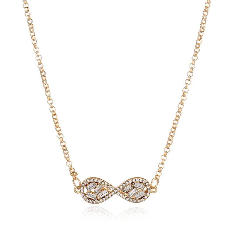 Wish Amazon Hot Selling Necklace Women's Europe And America Retro Adjustable Micro Zircon 8-Word Pendant Wholesale NZ0926