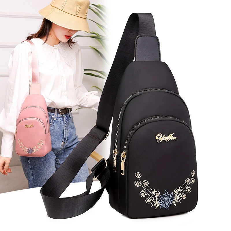 Mochila bolso para el pecho bordado para mujer 2020, 3 1, bolsas de hombro deportivas impermeables, mochilas pequeñas, bandolera para regalo de - AliExpress