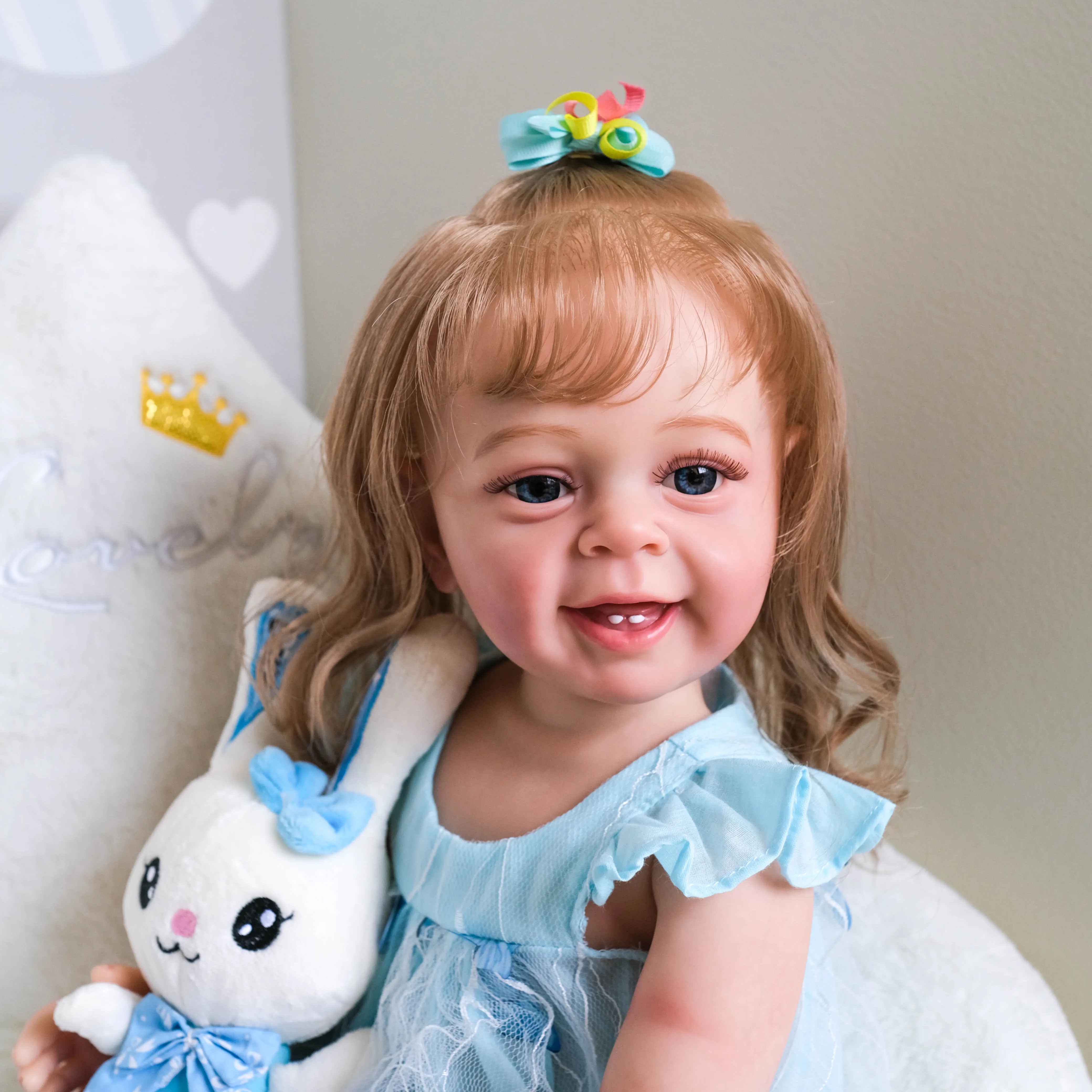 

22 inch Full Body Silicone Reborn baby doll Princess Yannik Girl Toddler Lifelike 3D Skin Multiple Layers Painting high quality