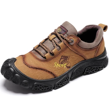 

Men Outdoor Genuine Leather Hiking Shoes Trekking Walking Non-slip Sports Shoes hunting shoes Calzado de senderismo para hombre