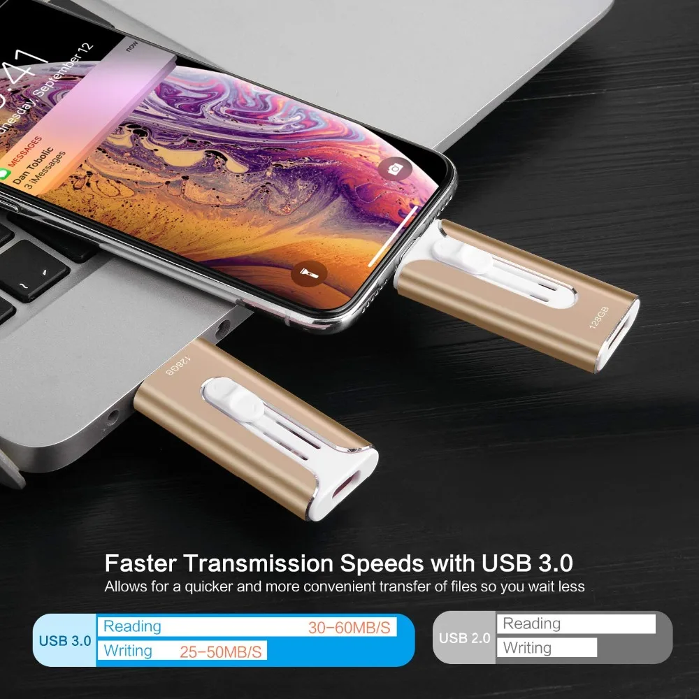 Флеш-накопитель 3,0 64 ГБ для iPhone, флеш-диск USB 3,0, металл 128 ГБ, 256 ГБ, 32 ГБ, 16 ГБ, HD USB флеш-накопитель 3,0, память для iOS, Android, ПК