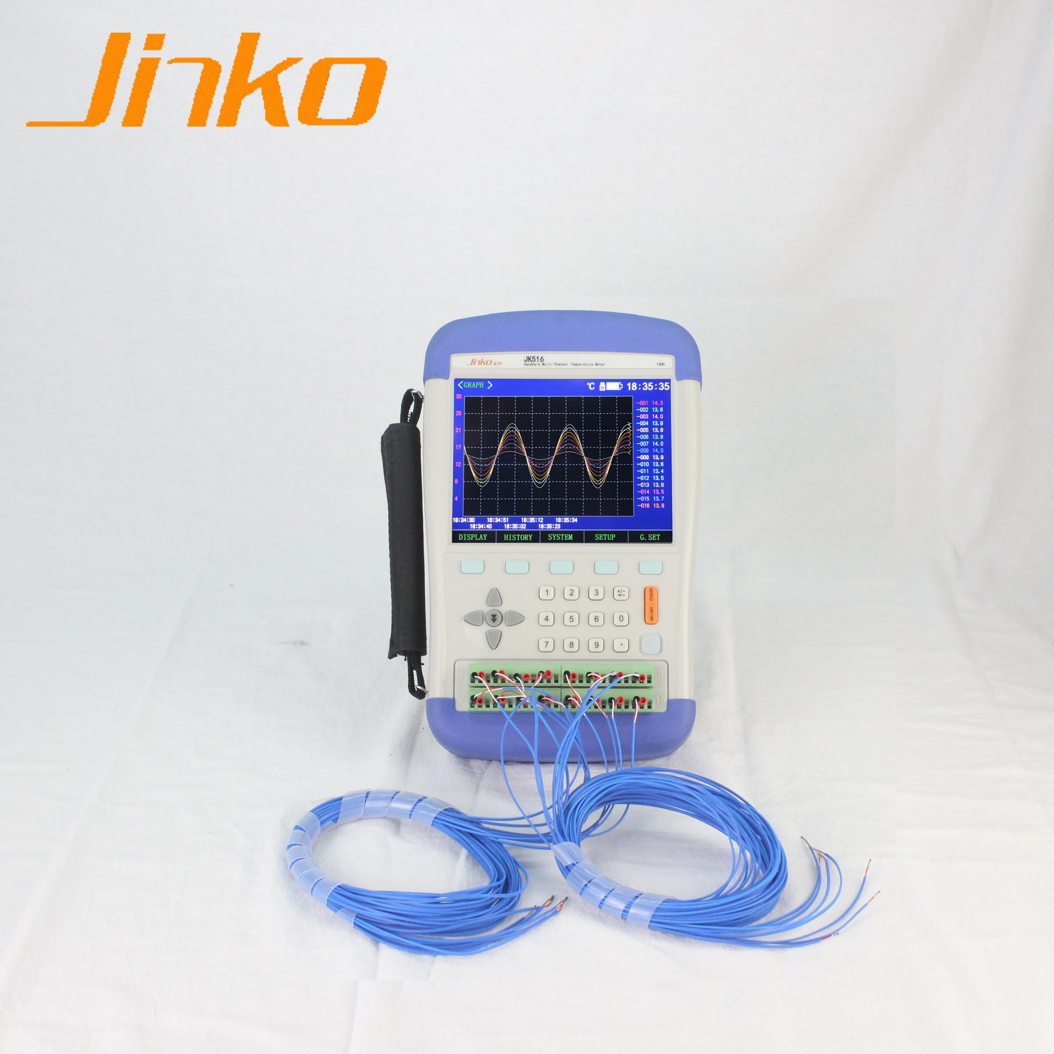 

Jinko handheld multichannel JK516 temperature range -200 degree to 1300 degree temperature recorder thermocouple data logger