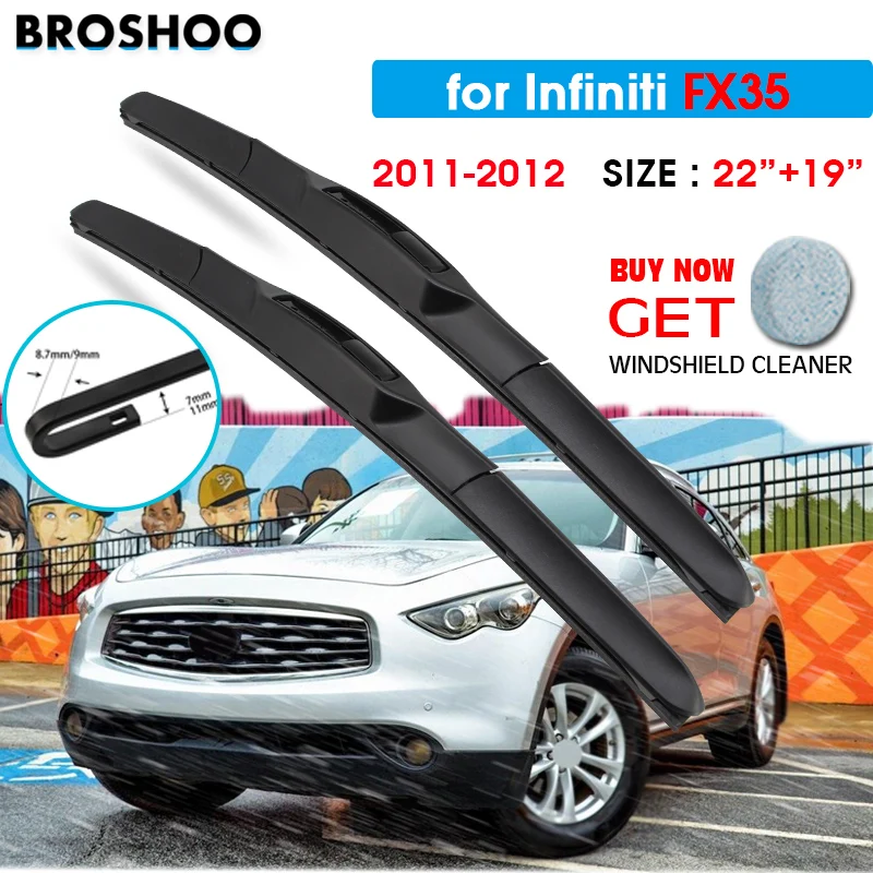 

Car Wiper Blade For Infiniti FX35 22"+19" 2011-2012 Auto Windscreen Windshield Wipers Blades Window Wash Fit U Hook Arms