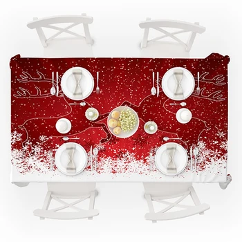 

Deer Christmas Tablecloth Dustproof Table Cover X-Mas Thanksgiving Dinner 3D Tablecloth Home Party Decoration