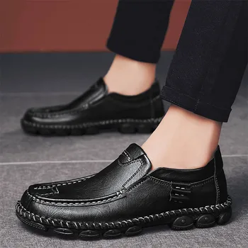 

Fashion Shoes Loafers Men genuine Leather Shoes slip on Casual Flats comfortable Breathable driving Shoes Zapatillas Hombre