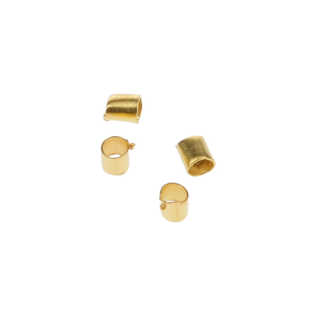 1200pcs silver color Gold Plated Copper Crimp Tube End Beads Jewelry Making Findings 2x2mm