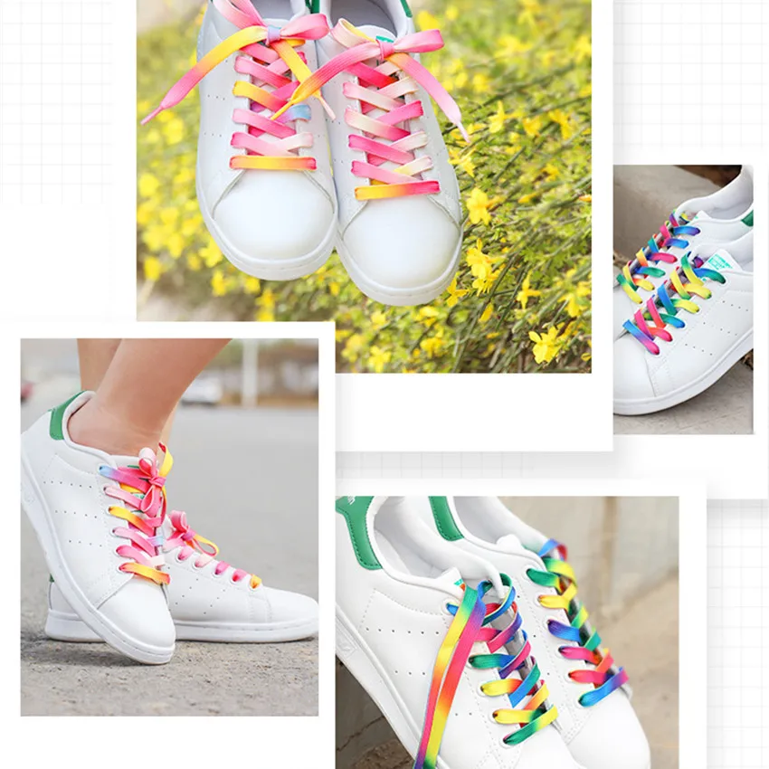 white shoes with colourful lace