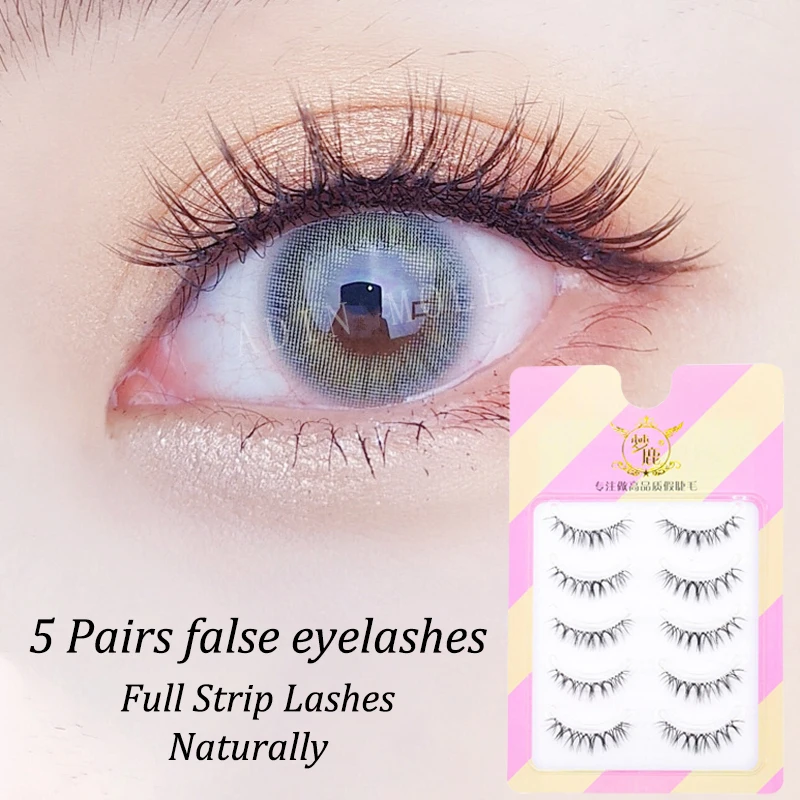 

5 Pairs Thick Cross Curl Fake Eyelashes Set Natural Simulation Sweet Hand Made False Eyelashes Makeup Eyelash Extension Tools