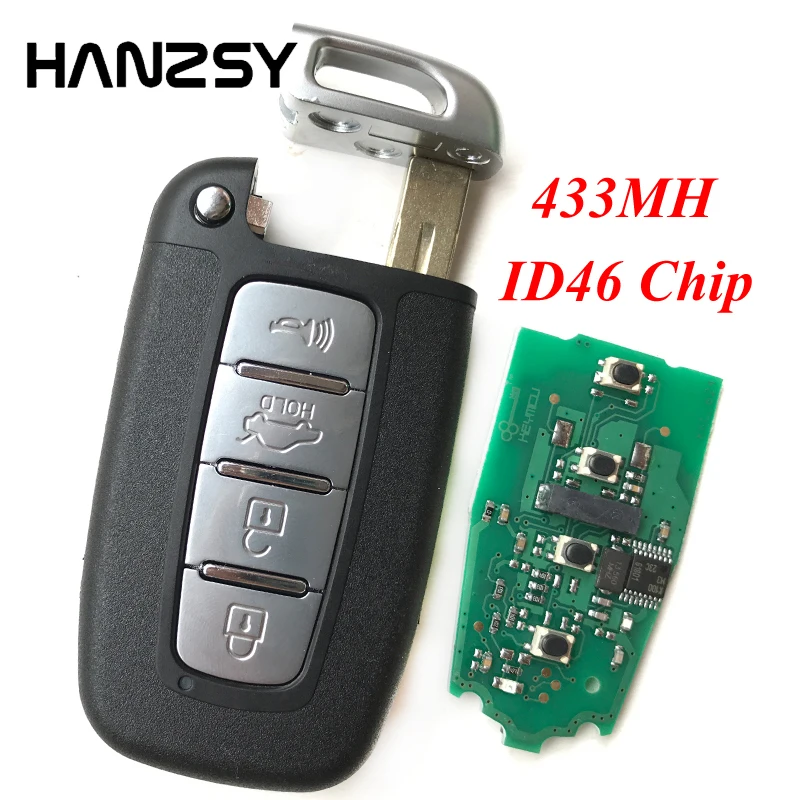 4 buttons Car Remote key For Hyundai Sonata Genesis Equus Veloster 2009-2015 I30 IX35 433MHz Smart with Chip | Автомобили и
