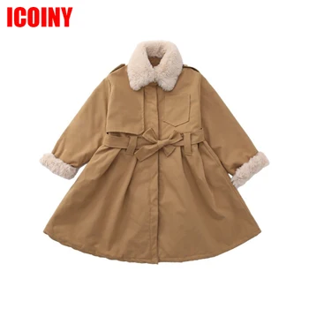 

Kids Girls Trench Coats in Winter 2020 Warm Children's Clothing Teenager Windbreaker Solid color Tops With Waistband