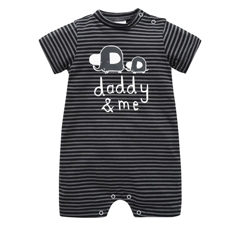 

Honeyzone Baby Costume Summer Black Striped Baby Boy Bodysuits NewBorn Baby Clothes With Short Sleeve Infant Pajamas  
