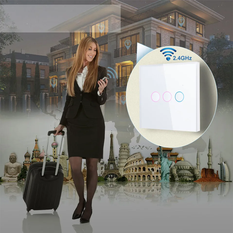 AVATTO Tuya ЕС Wifi сенсорный выключатель с Стекло Панель сенсорный экран-Сенсор Смарт настенный светильник Переключатель 1/2/3 работать с Alexa, Google Home